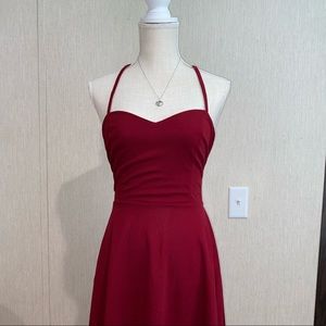 Midi Burgundy Cross Strap Dress
